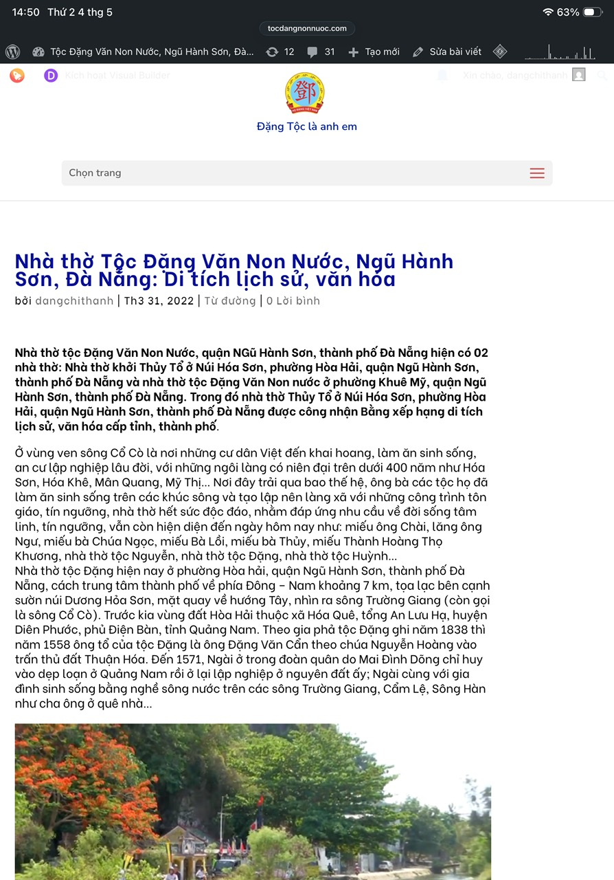 Giới thiệu website Tộc Đặng Non Nước, Ngũ Hành Sơn – ảnh 10/12