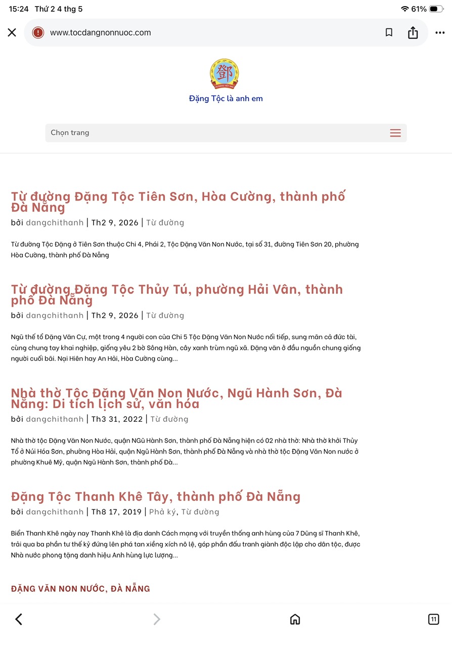 Giới thiệu website Tộc Đặng Non Nước, Ngũ Hành Sơn – ảnh 1/12